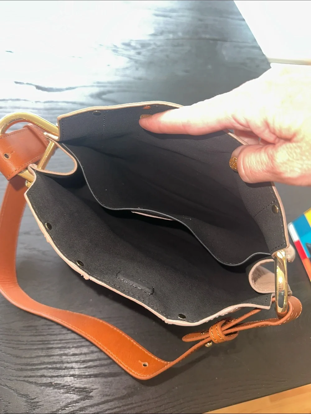 Margot NYC Pebbled Leather Shoulder Bag in Blush-never used Smoke free home